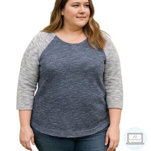 Coldwater Creek Womens Marled Sweater Blue Gray 3/4 Sleeve Knit Size L | 14